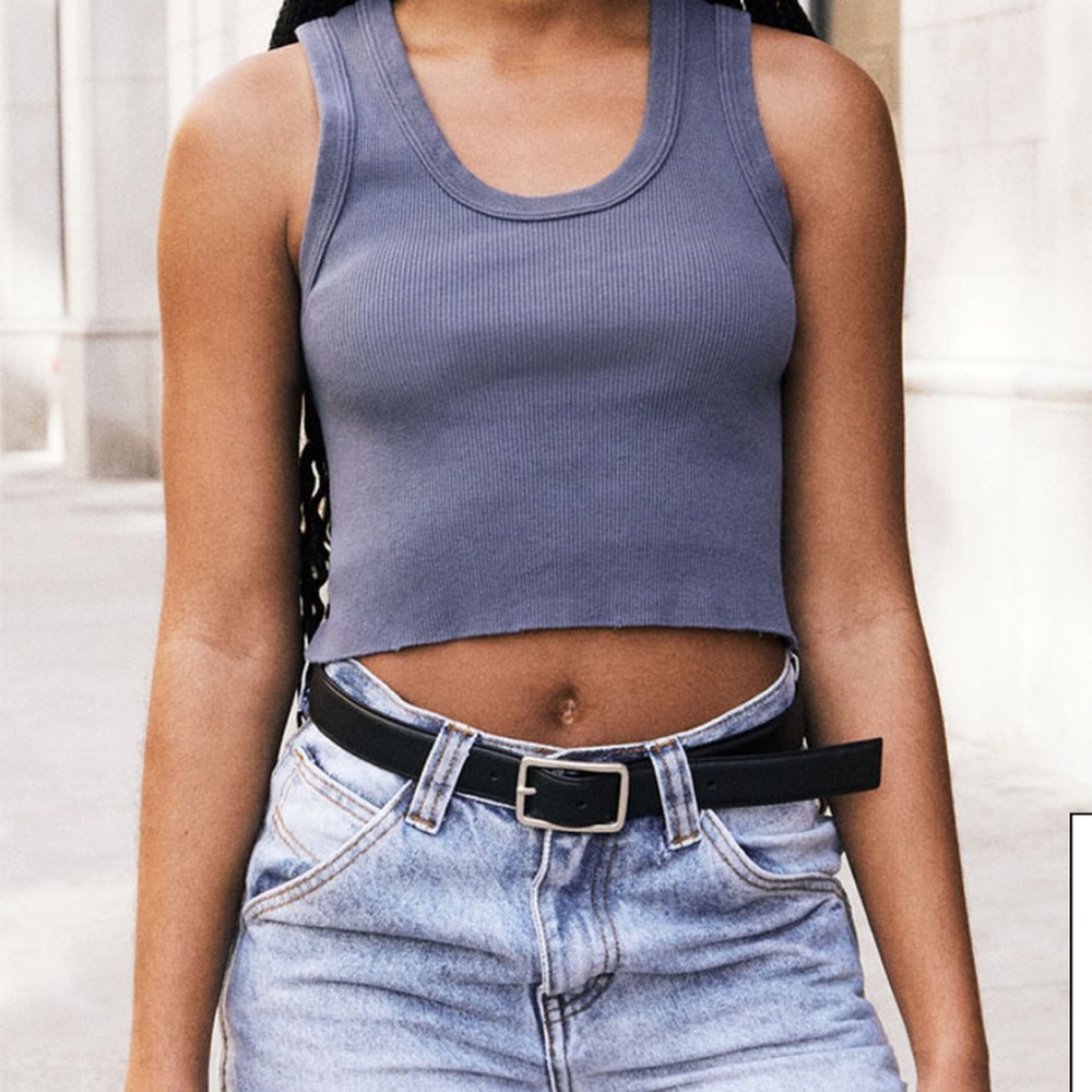 Brandy Melville Slate Blue Ribbed Tank Top